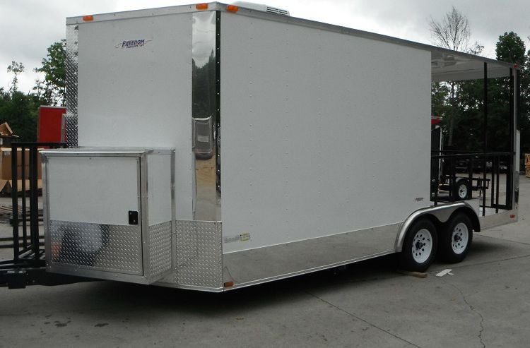 Concession Trailer 8.5'x18' White - BBQ Smoker Vending Catering