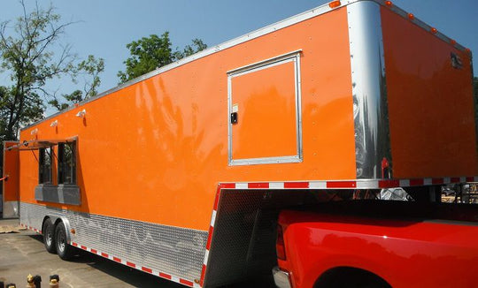 Concession Trailer 8.5'x34' Food BBQ Vending Event Gooseneck (Orange) Restroom