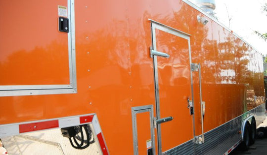 Concession Trailer 8.5'x34' BBQ Smoker Catering Food Event (Orange) Restroom