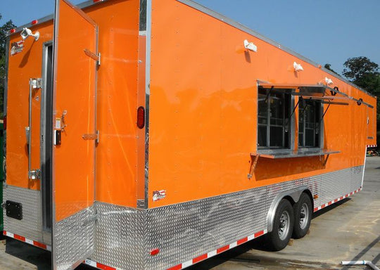 Concession Trailer 8.5'x34' BBQ Smoker Catering Food Event (Orange) Restroom