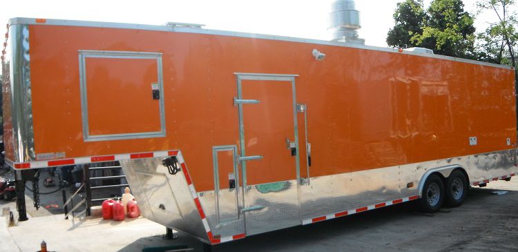 Concession Trailer 8.5'x34' BBQ Smoker Catering Food Event (Orange) Restroom