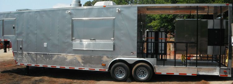 Concession Trailer 8.5' x 38' Silver Gooseneck Food Vending Event Catering