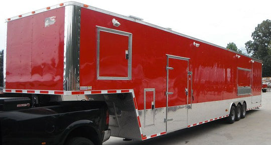 Concession Trailer 8.5'x48' Gooseneck Catering BBQ Smoker Event (Red)