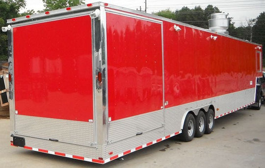 Concession Trailer 8.5'x48' Gooseneck Catering BBQ Smoker Event (Red)