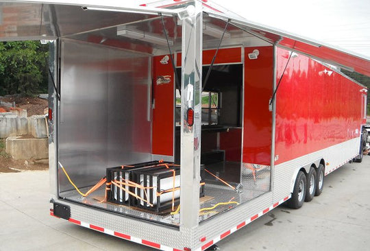 Concession Trailer 8.5'x48' Gooseneck Catering BBQ Smoker Event (Red)