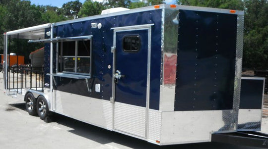 Concession Trailer 8.5' x 26' Indigo Blue - BBQ Smoker Food Vending