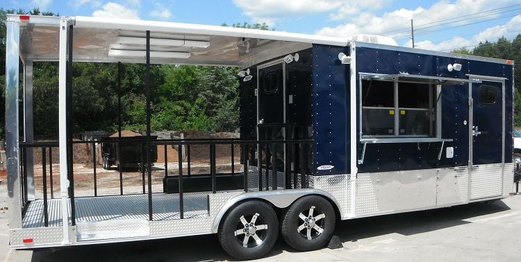 Concession Trailer 8.5' x 26' Indigo Blue - BBQ Smoker Food Vending