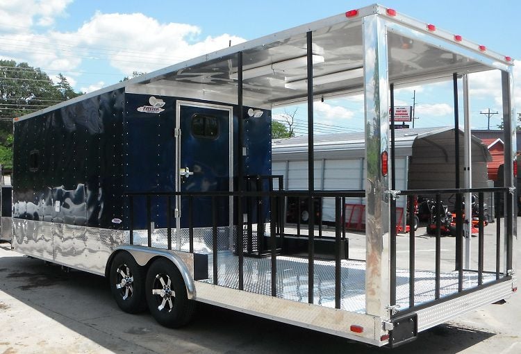 Concession Trailer 8.5' x 26' Indigo Blue - BBQ Smoker Food Vending