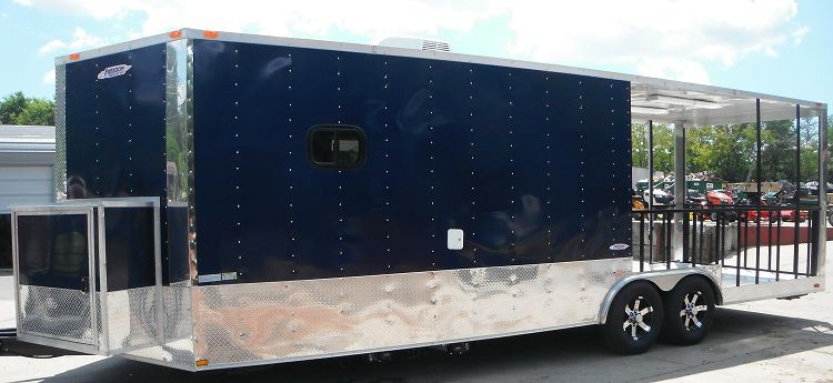 Concession Trailer 8.5' x 26' Indigo Blue - BBQ Smoker Food Vending