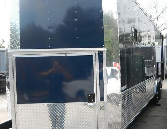 Concession Trailer 8.5' x 26' Indigo Blue - BBQ Smoker Food Vending