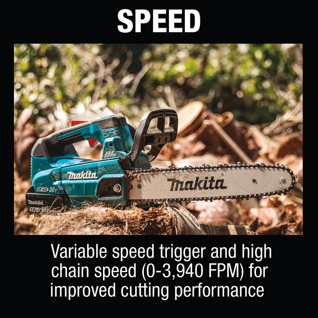Makita XCU08PT 18V X2 (36V) LXT Brushless Top Handle 14" Chainsaw Kit - Includes 2 Batteries and Dual - Port Rapid Charger - SLE Equipment - 17