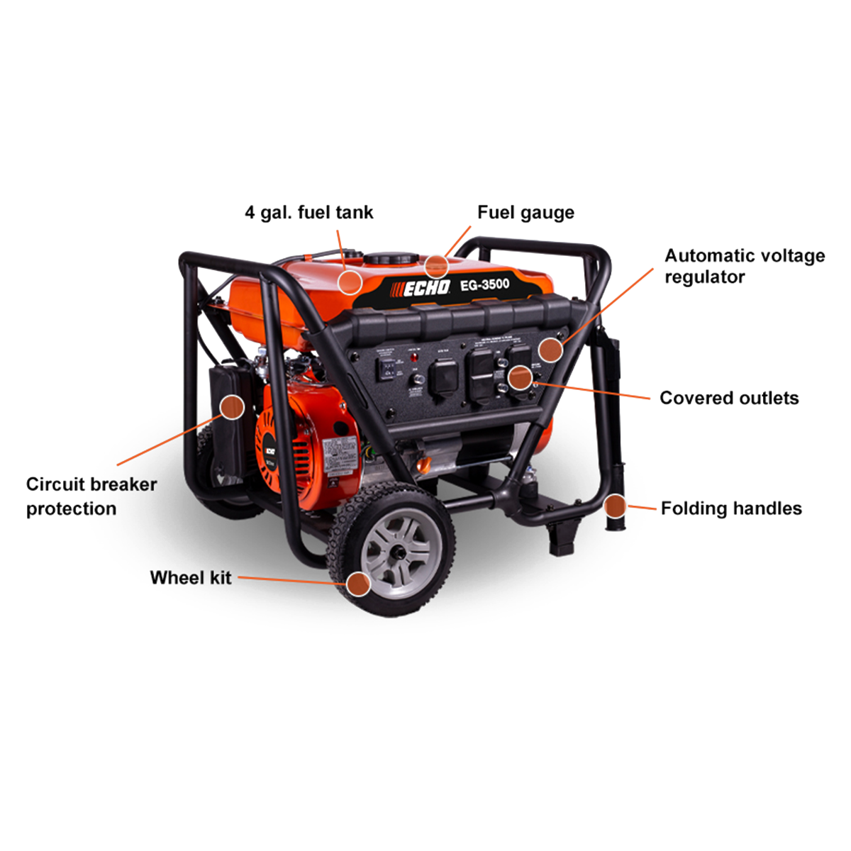 Echo EG-3500 Generator 3500 Watt Gas Powered 212cc