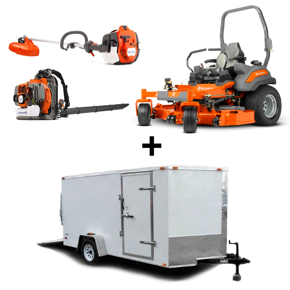 Husqvarna Z560L Zero Turn Mower Enclosed Trailer Handheld Fleet Package