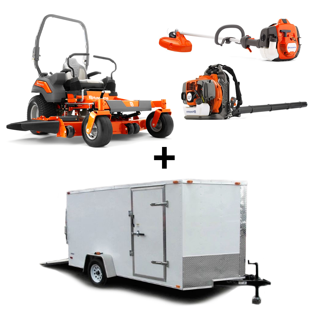 Husqvarna Z460 Zero Turn Mower Enclosed Trailer Handheld Fleet Package