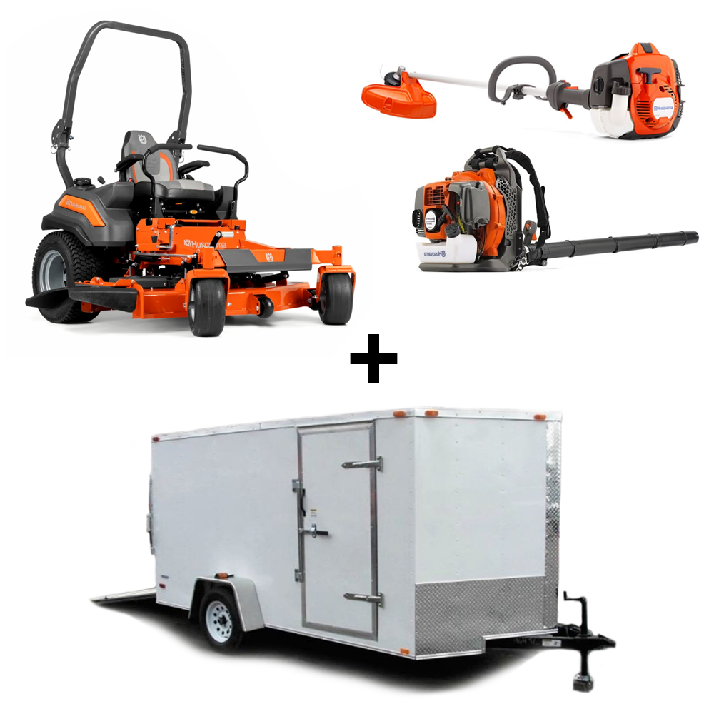 Husqvarna Z460XS Zero Turn Mower Enclosed Trailer Handheld Fleet Package