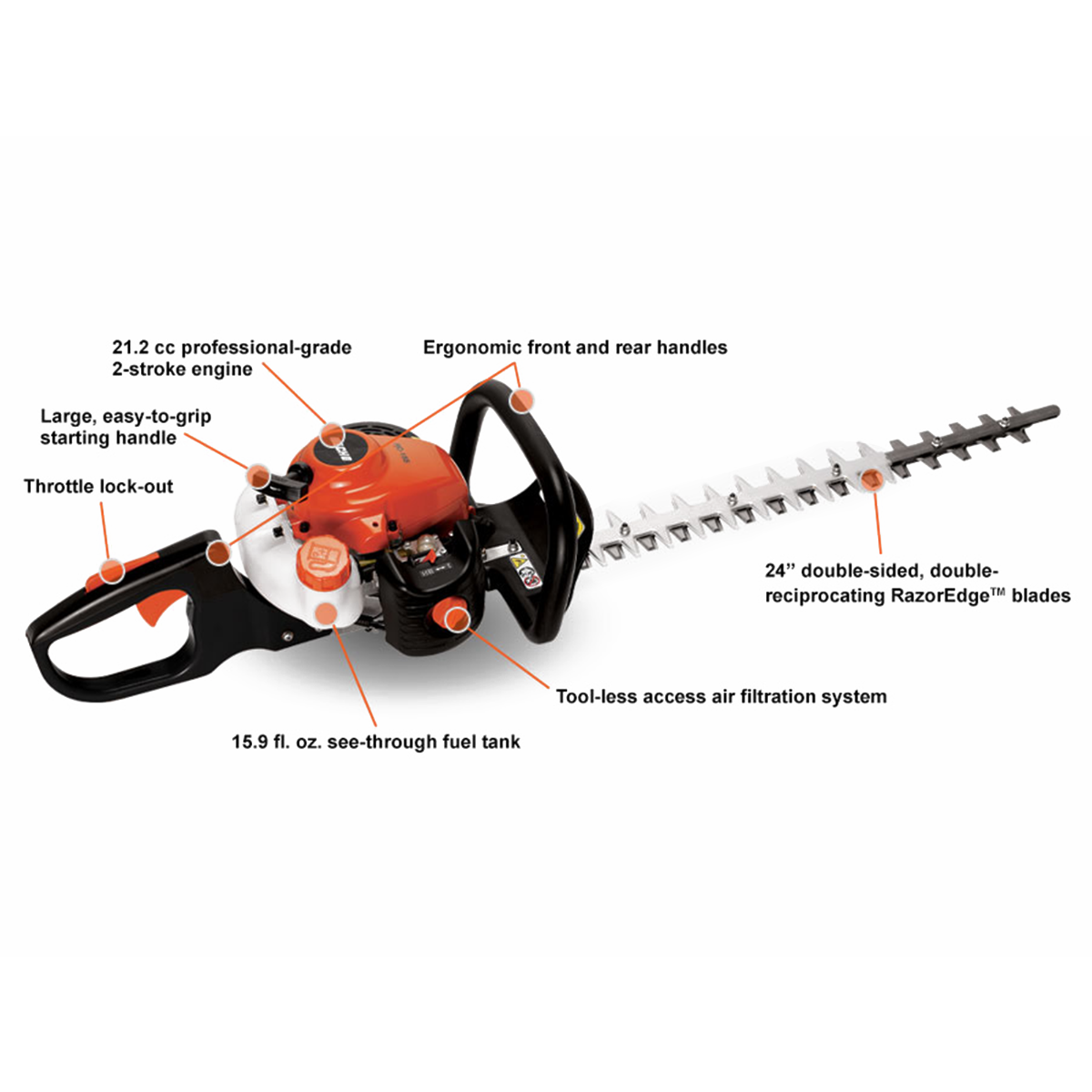 Echo HC-155 Hedge Trimmer 24" Double Sided 2-Stroke Engine