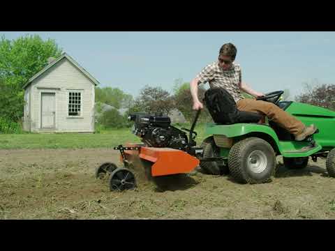 DR Power TT13036BMN Tow Behind Rototiller Front Right View