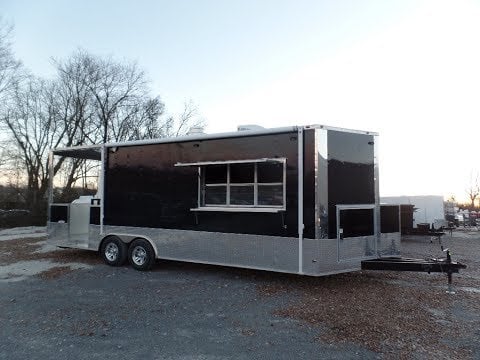 8.5' x 24' Concession Food Trailer Black BBQ Catering