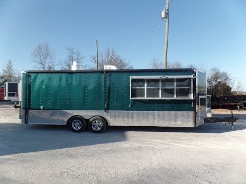 8.5' x 24' Concession Food Trailer Emerald Green With Appliances