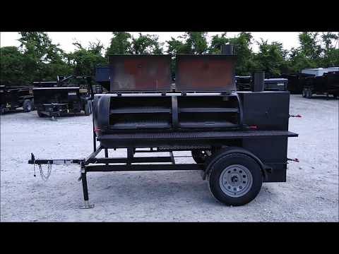 Smoker Trailer 12FT Reverse Flow Wood Cage BBQ Cooker