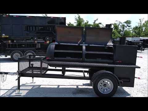Smoker Trailer 14FT Reverse Flow Wood Cage BBQ Cooker