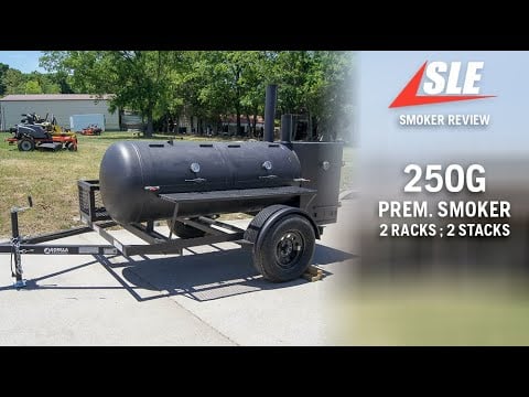 Pull Behind BBQ Smoker 250 Gallon with 3500lb Axle 2 Rack 2 Stack