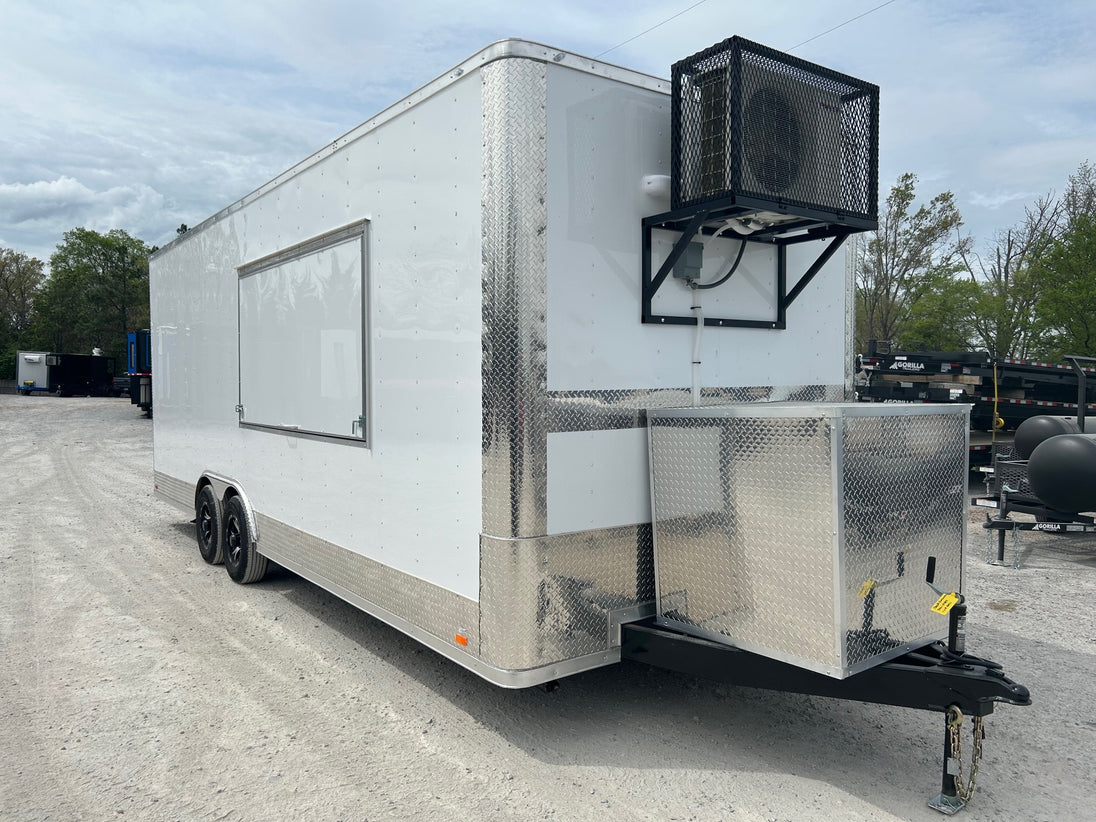 8.5' X 24' White Custom Office and Marketing Concession Trailer - SLE Equipment - 1