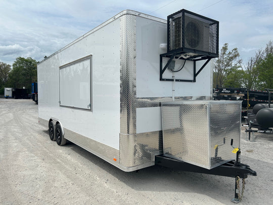 8.5' X 24' White Custom Office and Marketing Concession Trailer - SLE Equipment - 1