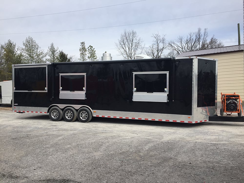 8.5 x 32 Black Porch Style Concession Food Trailer