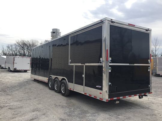 8.5 x 32 Black Porch Style Concession Food Trailer