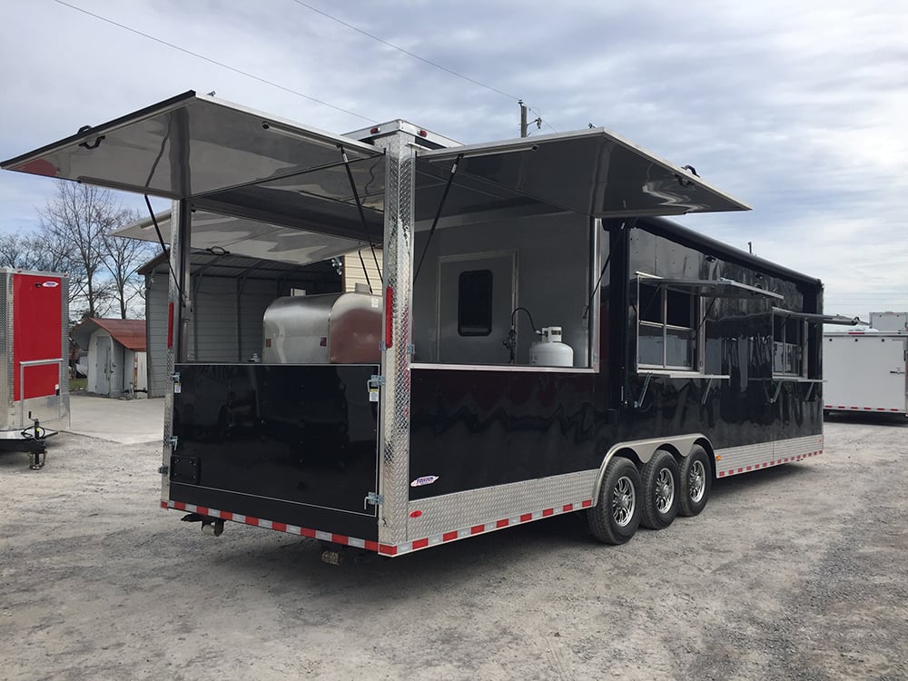 8.5 x 32 Black Porch Style Concession Food Trailer