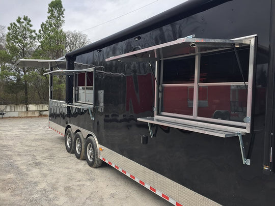 8.5 x 32 Black Porch Style Concession Food Trailer