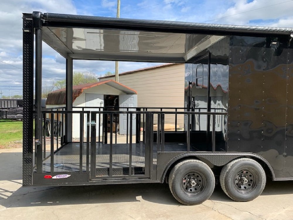 8.5 x 24 Black Porch BBQ Concession Food Trailer