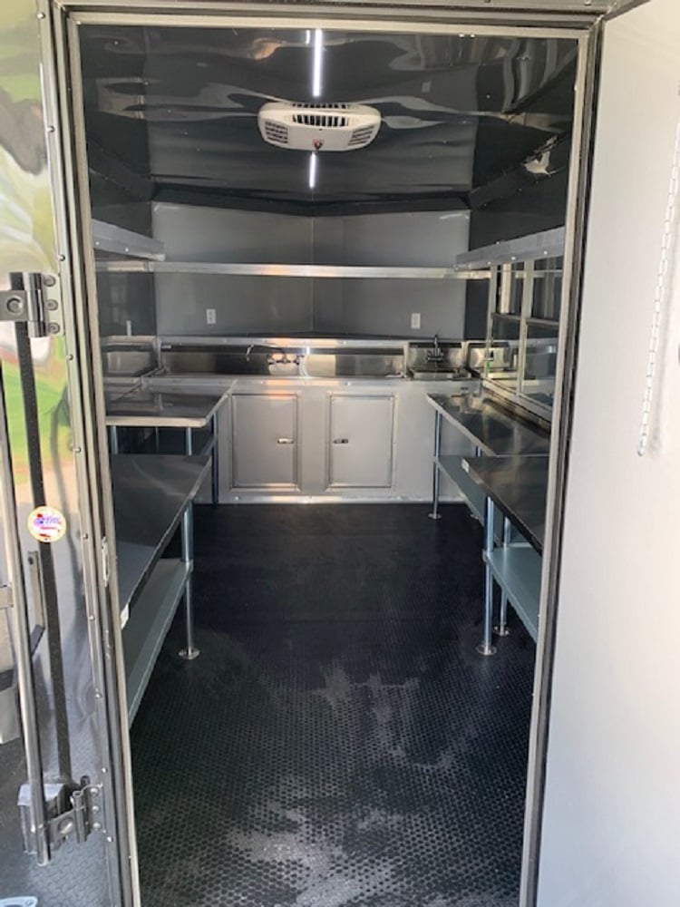 8.5 x 24 Black Porch BBQ Concession Food Trailer