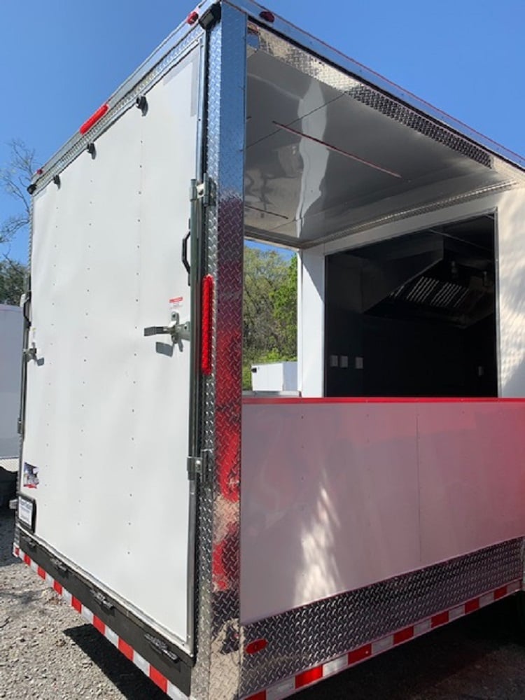 8.5' x 40' White BBQ Gooseneck Food Trailer