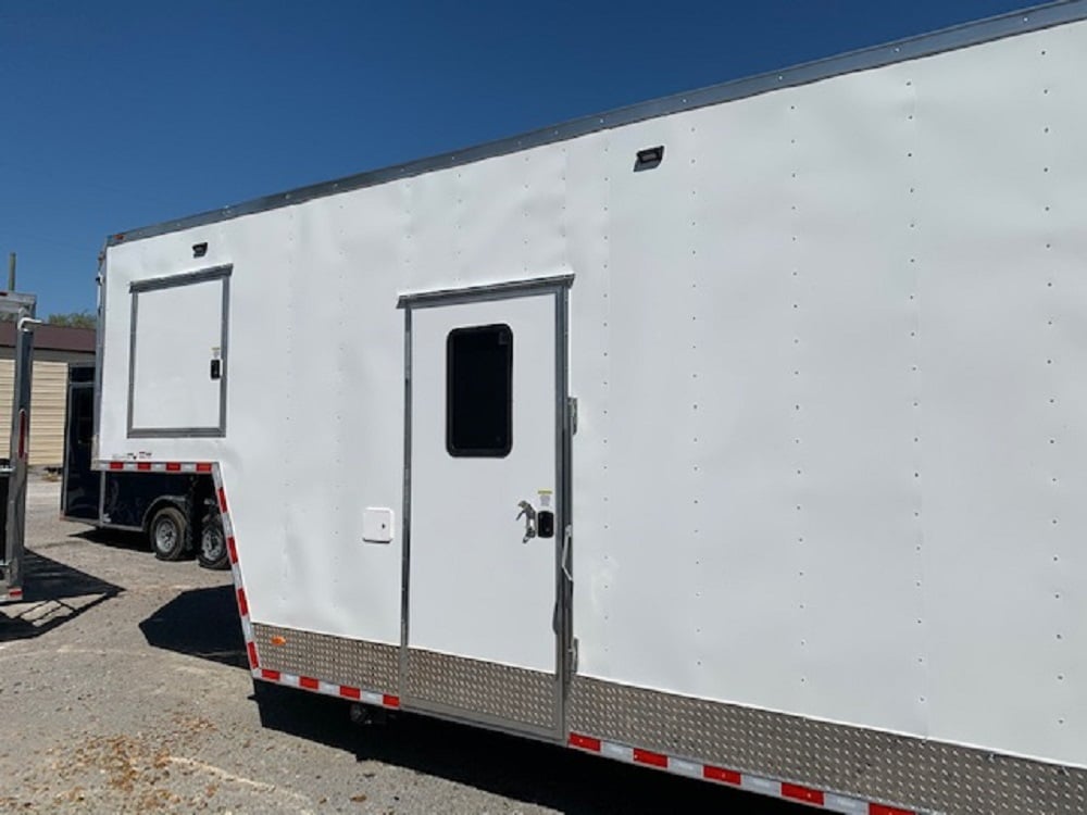 8.5' x 40' White BBQ Gooseneck Food Trailer