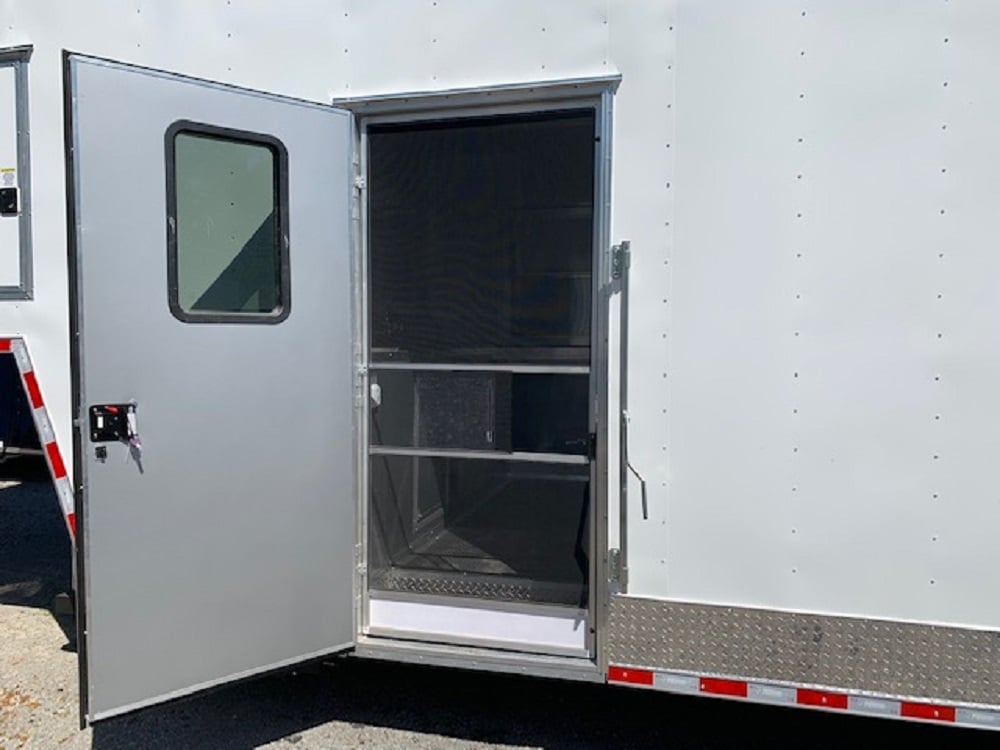 8.5' x 40' White BBQ Gooseneck Food Trailer