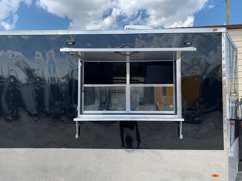 8.5 x 24 Porch Style Black Food Concession Trailer