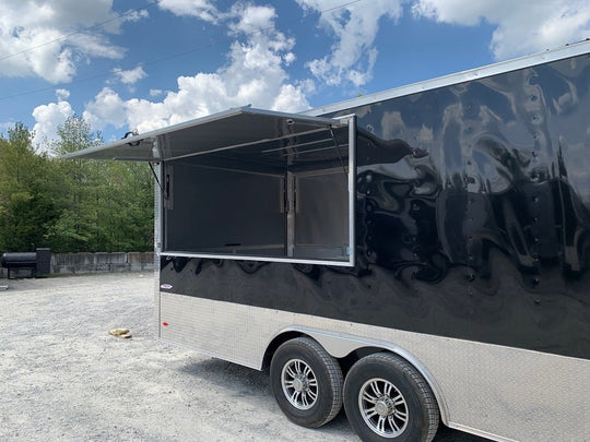 8.5 x 24 Porch Style Black Food Concession Trailer