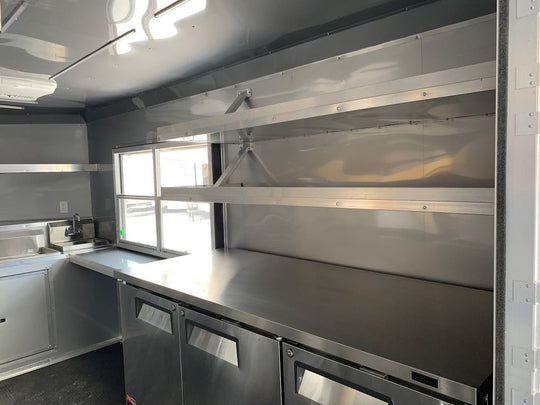 8.5 x 24 Porch Style Black Food Concession Trailer