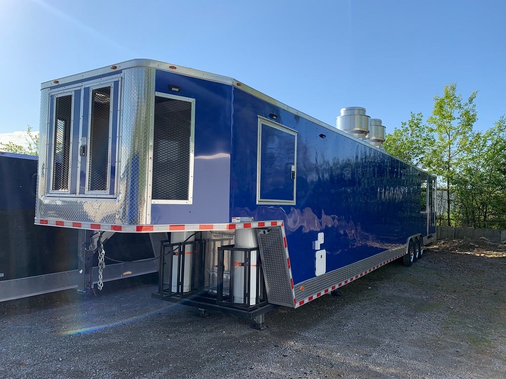 8.5 x 53 Blue Gooseneck Concession Food Trailer