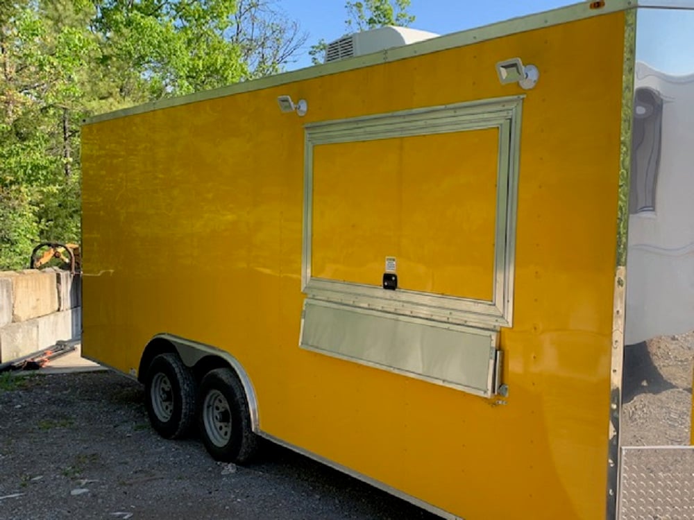 8.5 X 20 Yellow Concession Food Trailer