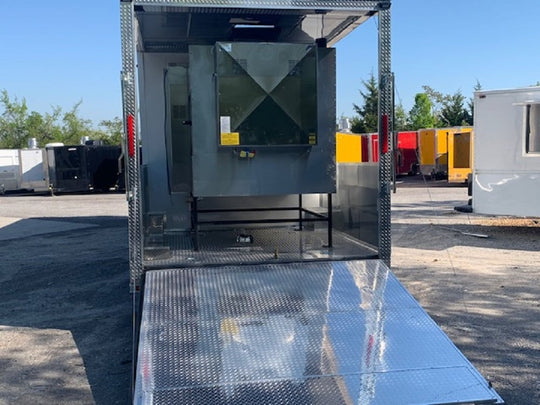 8.5' x 40' White BBQ Gooseneck Concession Food Trailer