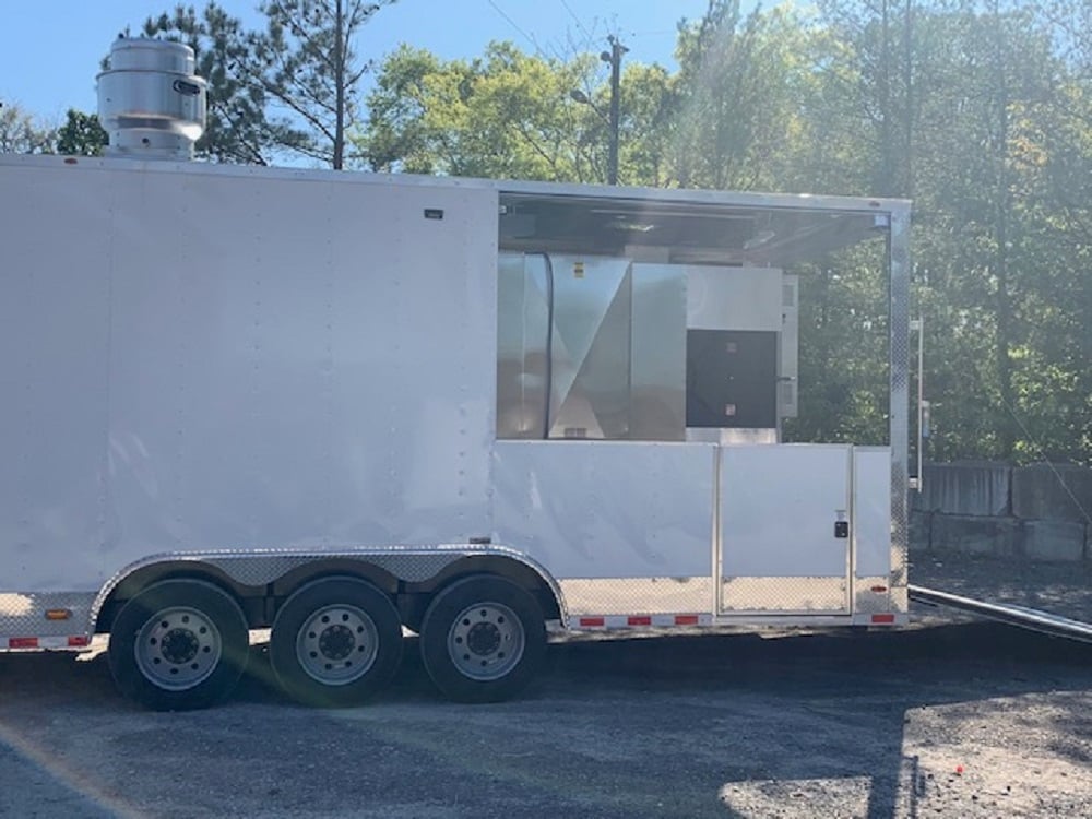 8.5' x 40' White BBQ Gooseneck Concession Food Trailer