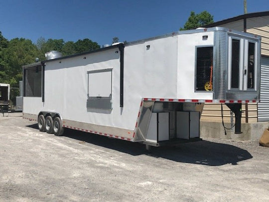 8.5' x 40' White BBQ Gooseneck Concession Food Trailer