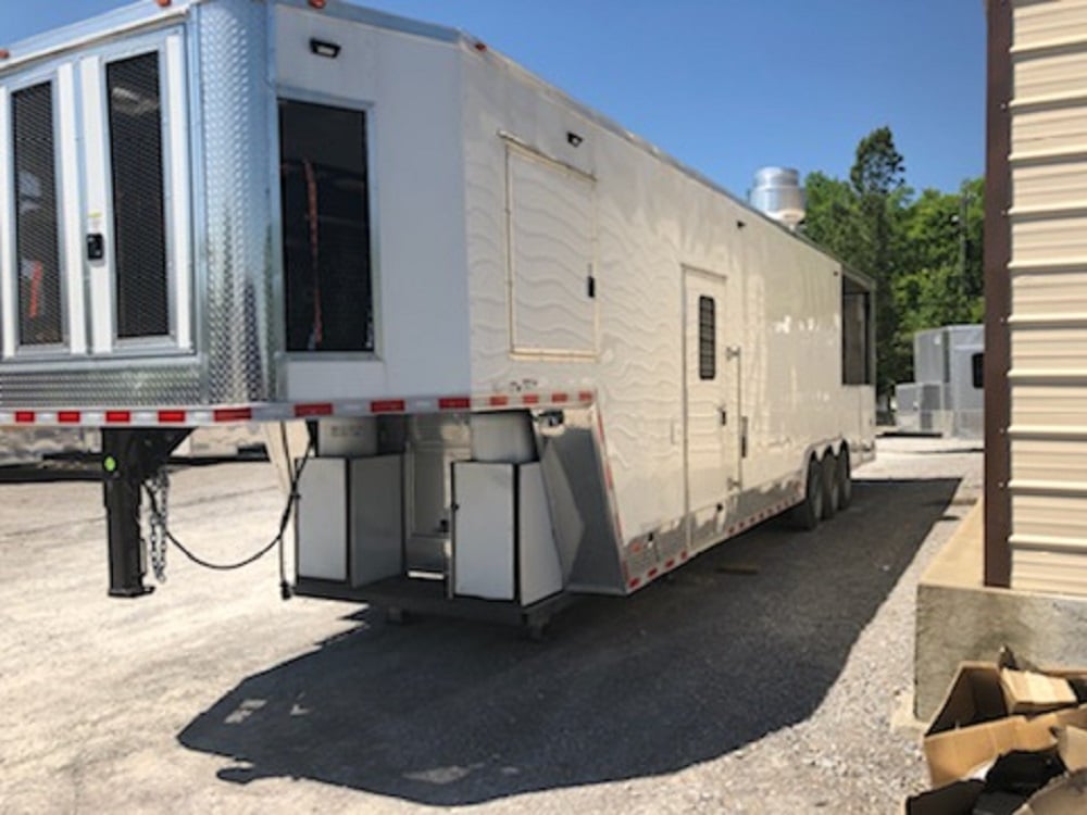 8.5' x 40' White BBQ Gooseneck Food Trailer