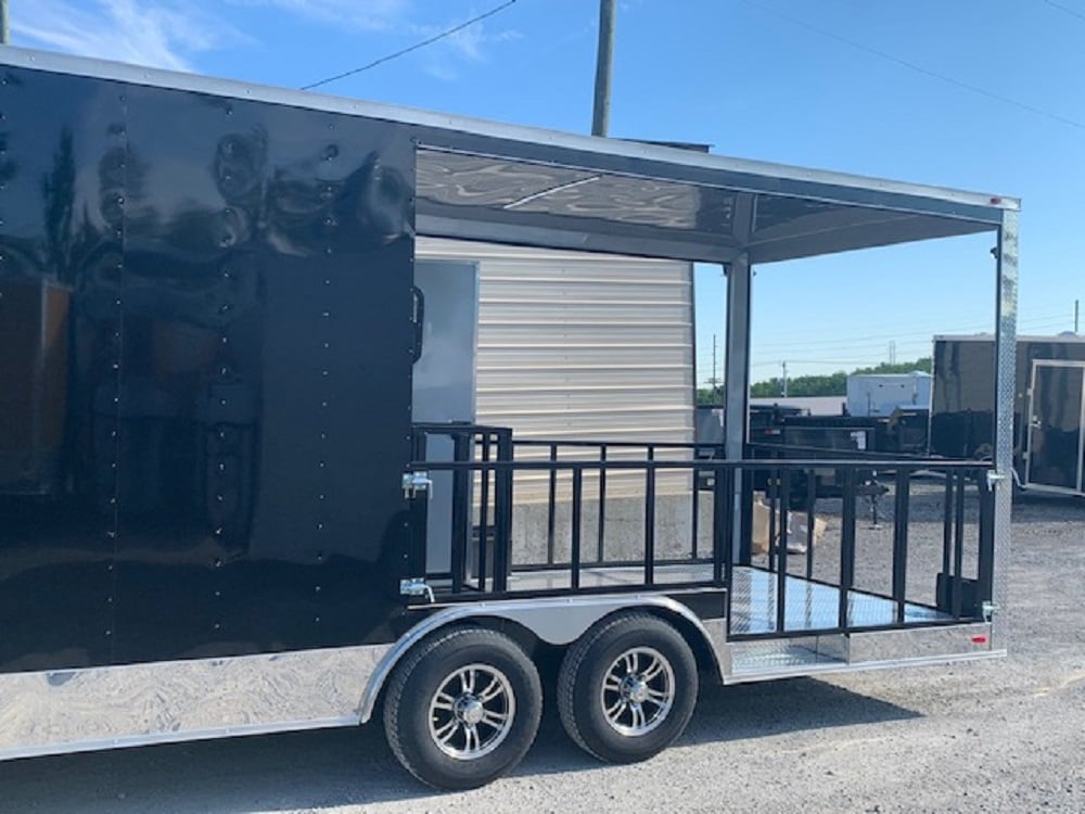 8.5' x 24' Black Porch Style Concession Food Trailer