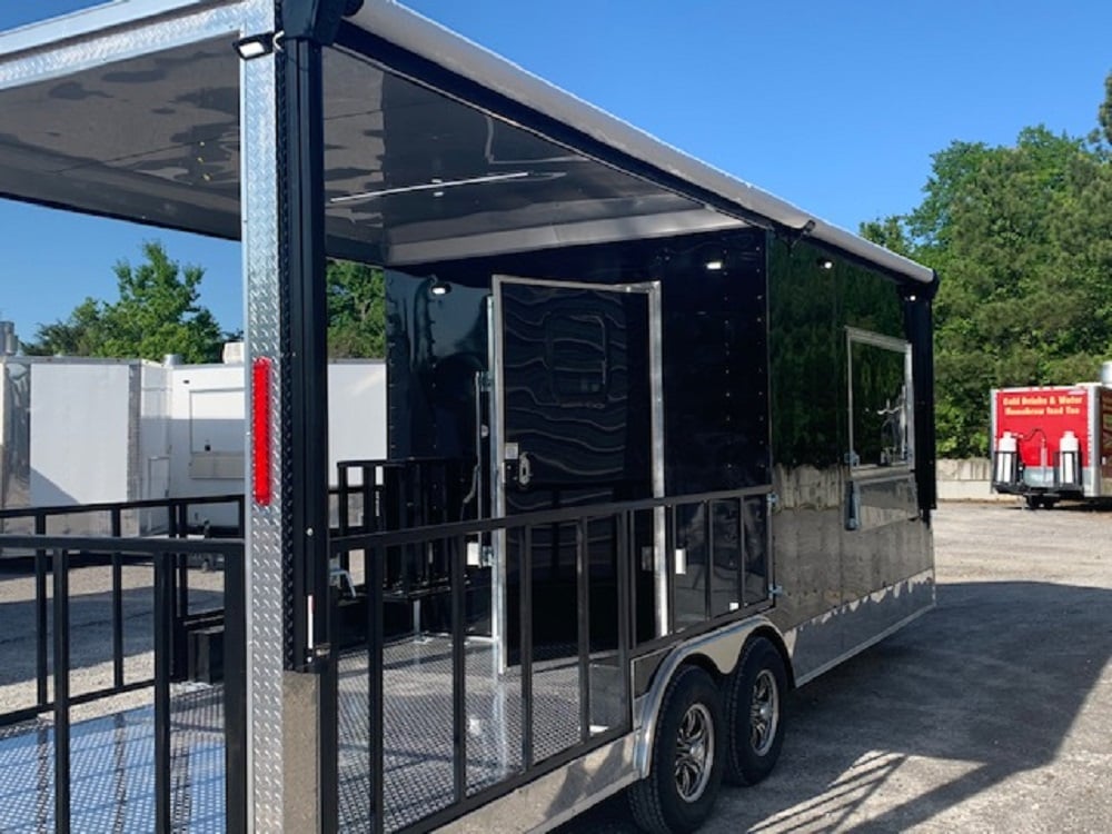 8.5' x 24' Black Porch Style Concession Food Trailer