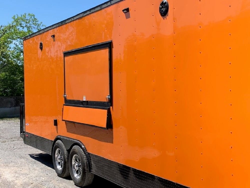 8.5' x 24' Orange Concession Food Trailer