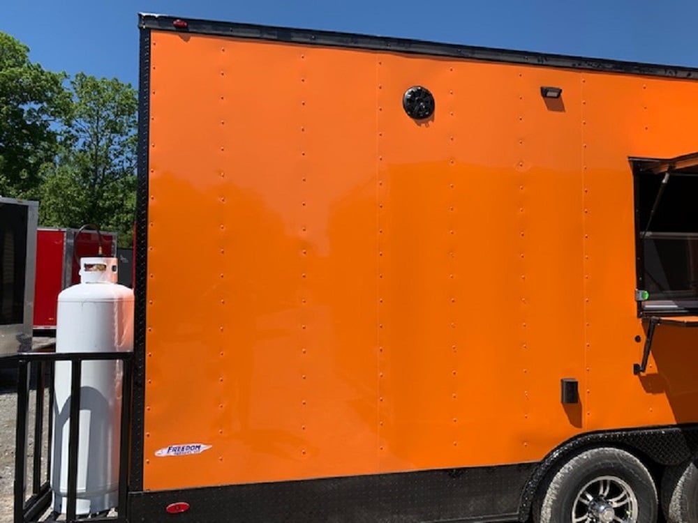 8.5' x 24' Orange Concession Food Trailer